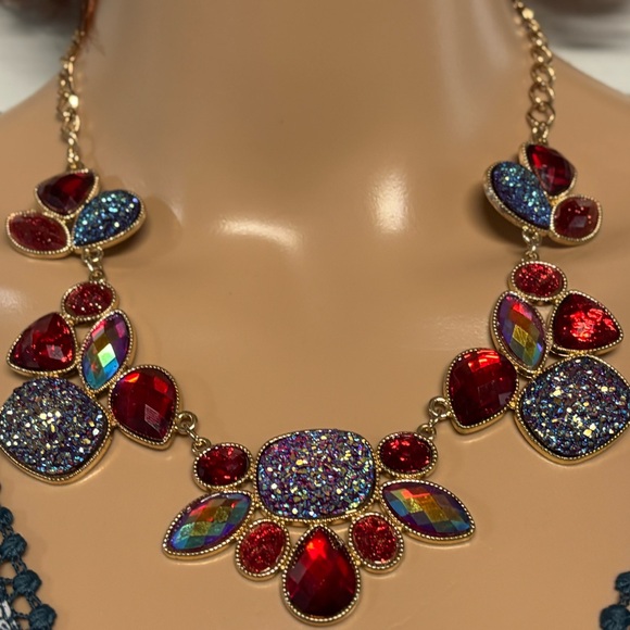 ❤️Macy’s Ruby and Azure  Statement Necklace - Picture 1 of 3